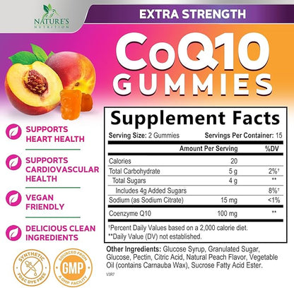 CoQ10 Gummies - Coenzyme Q10 100mg Per Serving - 3X Strength, High Absorption, Antioxidant Supplements for Heart Health Support & Energy Production, Ultra Coq 10 Vitamins Supplement - 30 Gummies