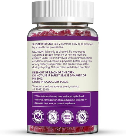 Magnesium Oxide Gummies 400mg, Chewable Magnesium Gummies for Women & Adults, Nerve & Muscle Support - Sugar-Free, Vegan, 60 Count