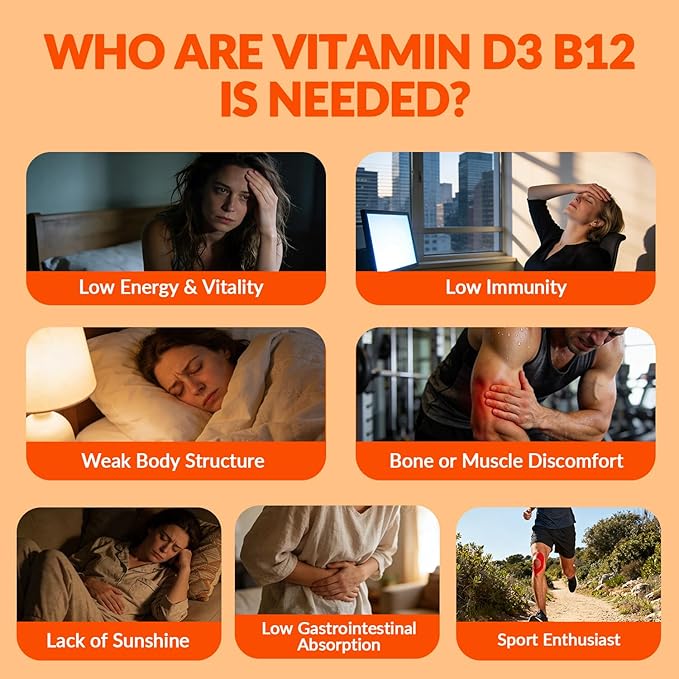 WEEVIT Vitamin D3 B12 Gummies, Vitamin D and B12 Gummy Suppment with Vitamin A, C, K, Calcium, Magnesium, Zinc for Women & Men