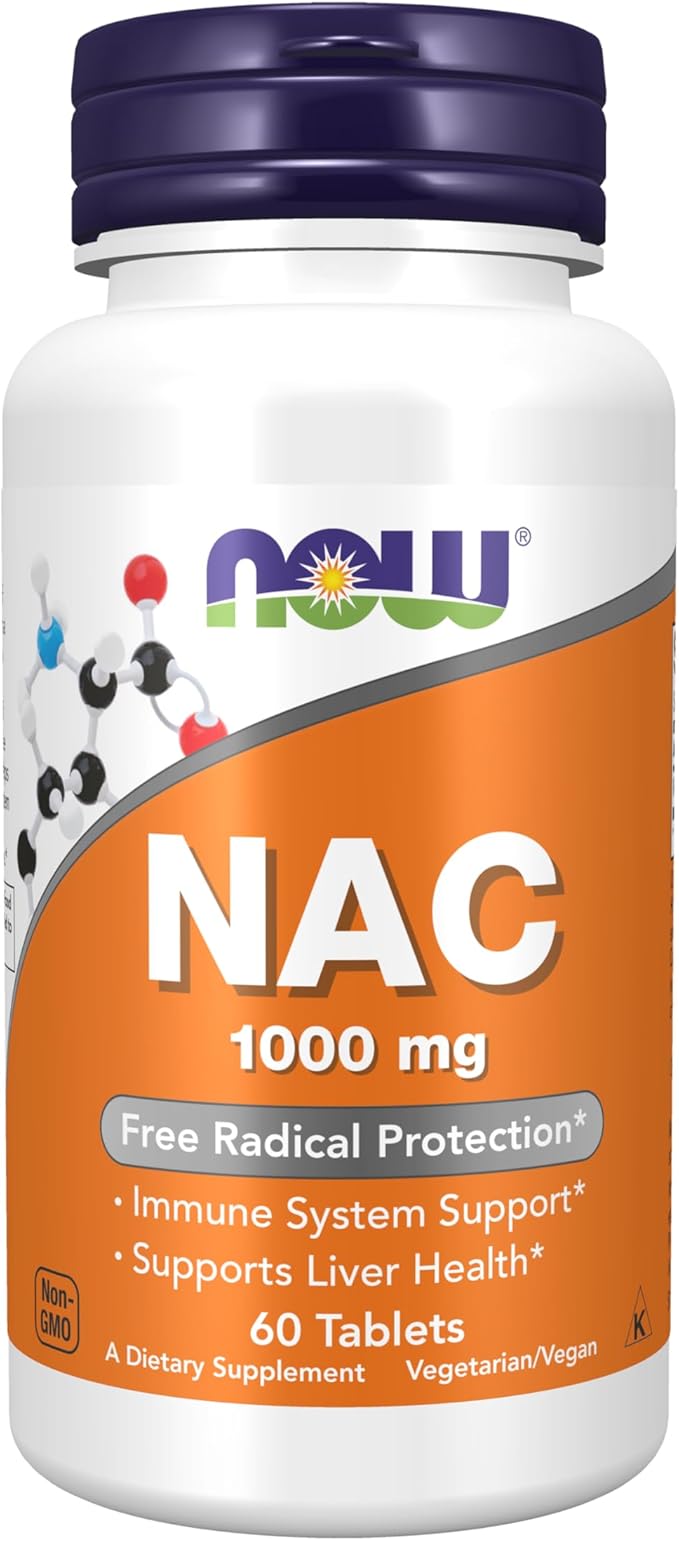 Now Foods Supplements, NAC (N-Acetyl-Cysteine) 1,000 mg, Free Radical Protection*, 60 Tablets