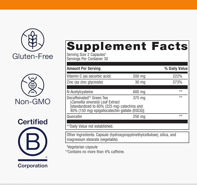 Metagenics Immune Active - Quercetin, NAC, Zinc, EGCG & Vitamin C - Supports Immune Health, Antioxidant Defense & Glutathione Production - Non-GMO & Gluten-Free - 30 Servings