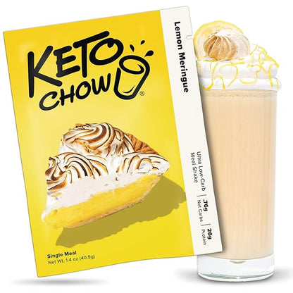 Keto Chow Lemon Meringue - Keto Meal Replacement Shake Powder - Nutritionally Complete - Low Carb - Delicious Easy Meal Substitute - Protein Rich You Choose The Fat - Single Meal Sample