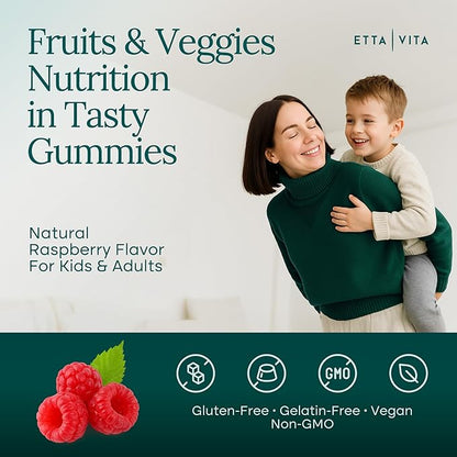 Everyday Debloat & Detox Sugar-Free Fruits and Veggies Gummies - Energy Support with Superfood Fruit and VegetableSupplement (120 Chews) Cruelty-Free, Vegan, Gluten-Free, Fruit and Vegetable Vitamin