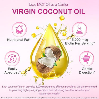 Hair Skin Nail Multivitamin & Biotin, 5000 mcg Biotin of Per Serving with Vitamin A/C/E/B Vitamins/Collagen/Keratin/Argan Oil for Hair/Nail Growth, Radiant Skin Support - for Women & Men|400 Pcs