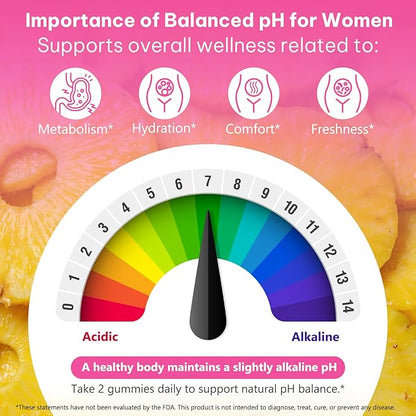 Vaginal Probiotics Gummies for Feminine PH Balance, Vaginal Hydrating, Promoting Vaginal Flora Health, Fresh Odor with Prebiotics & Lactobacillus Probiotic, Hawaiian Pineapple, Plant Based|60 Gummies