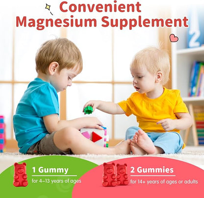 Magnesium Glycinate Gummies for Kids - Kids Magnesium Glycinate Gummies Supplement with L-Theanine, Vitamin B6, D3 for Kids & Adults Sleep Calm Relaxation Brain Bones,Sugar Free Raspberry 120ct