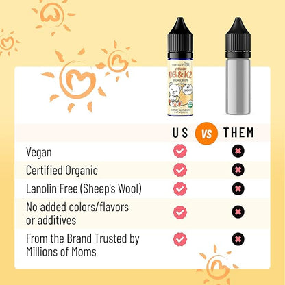 Legendairy Milk Vitamin D Drops for Infants, Organic Baby Vitamin D3 K2 Liquid 400 IU, Vegan for Newborns Toddlers & Kids, Childrens Supplement for Strong Bones & Teeth, Sugar Free, 90 Servings