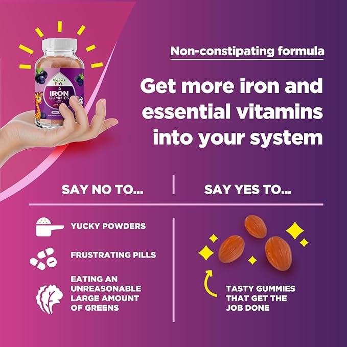 Natural Multivitamin Iron Gummies for Adults - Adult Gummy Vitamins with Iron and Energy Boost B Complex Vitamins - Gummy Supplement and Mental Clarity Focus Multivitamin - 60 Count