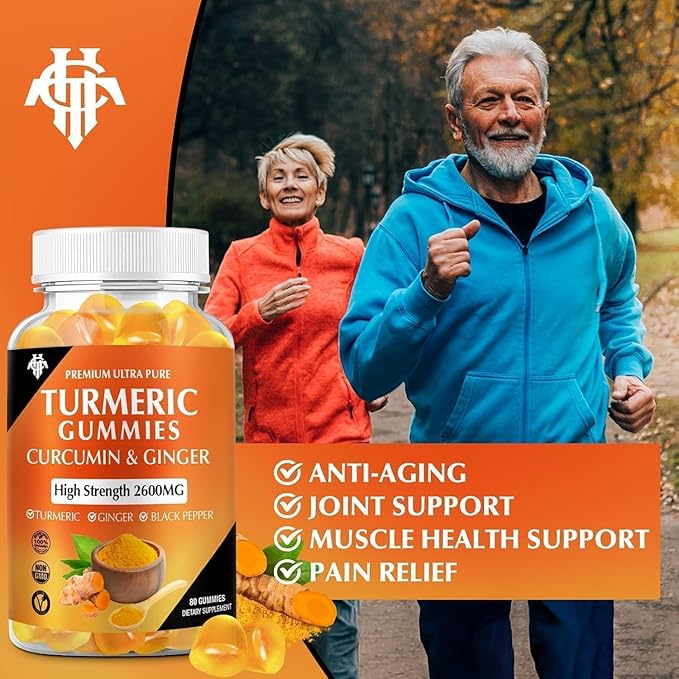 Turmeric Curcumin Gummies (3 Pack) - Turmeric Curcumin Supplements with Ginger & Black Pepper Gummies for Immune Muscle Support Healthy Skin - Vegan, Gluten Free, Low Sugar - for Adults