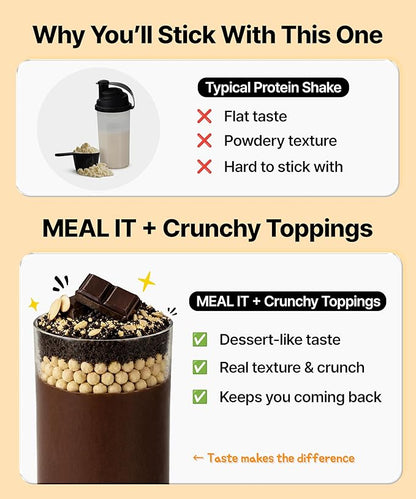 Chocolate Protein Shake, 16g Protein & High Fiber, Low Sugar, Keto-Friendly Meal Replacement powder with Roasted Almonds & Oat Crunch Balls (7 Packs, 1.41 oz Each)