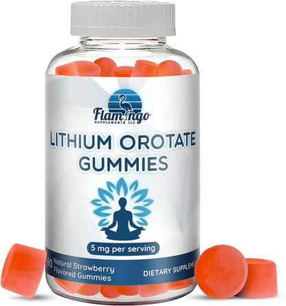 Lithium Orotate Gummies 5mg (Per Serving) – Chewable Lithium Supplement – Gentle Daily Support – Vegan, Non-GMO – 60 Gummies
