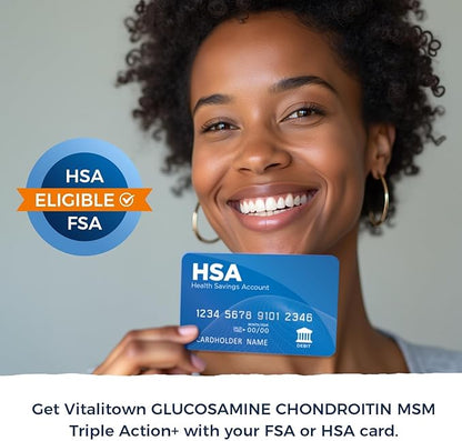 Vitalitown Glucosamine Chondroitin MSM | Collagen, Boswellia, Turmeric, Hyaluronic Acid, Bromelain | Triple Action+ Formula | 12 Ingredients | 240 Tablets, No Shellfish