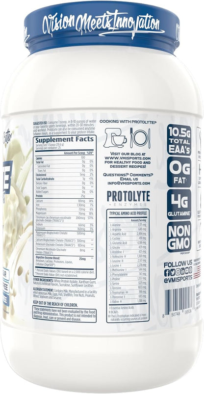 VMI Sports | ProtoLyte Whey Isolate Protein Powder | Low Calorie Whey for Weight Loss and Muscle Gain | Digestive Enzymes | Non-GMO (1.6 lb, Vanilla Cake Batter)