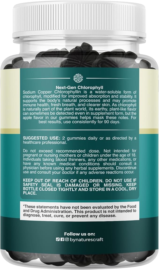 Chlorophyll Gummies for Cleanse & Detox Support - Potent Internal Deodorizer Chloropyll Supplements for Body Odor Healthy Skin Immunity & Digestive Support - Vegan Non-GMO & Gluten Free (3 Pack)