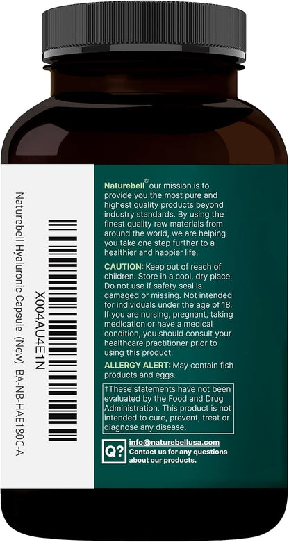 NatureBell 2 Pack Hyaluronic Acid Supplements 2,000 mg | 480 Total Capsules, with MSM & Hydrolyzed Bovine Collagen – 3 in 1 Support for Skin Hydration, Joint Lubrication, Hair, and Eye Health