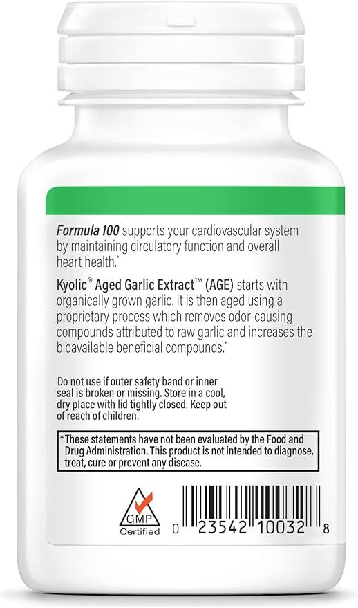 Kyolic Aged Garlic Extract Formula 100, Cardiovascular Health*, 200 Tablets.