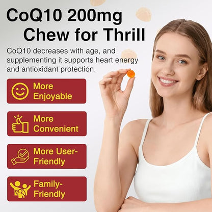 ZEBORA CoQ10 200mg Gummies, High Absorption Coenzyme Q10 Supplements with Omega-3, Heart & Energy Support, Powerful Antioxidant, Orange Flavor, 90 Gummies