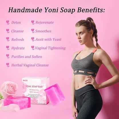Yoni Soap Bars Vaginal Wash 3 PCS, 100% Natural Organic intimate soap for Women Ph Balance Yoni Wash Vaginial Deodorants Vaginal Care Soap with Foaming Net, Vagina Bar Feminine Wash 3.53 OZ