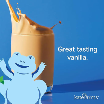 KATE FARMS Organic Plant Based Pediatric 1.2 Sole Source Vanilla Nutrition Shake,12g of protein,27 Vitamins and Minerals,Meal Replacement Drink for Kids,Non-GMO,8.45 Fl oz,(Pack of 24)
