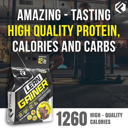Forzagen Lean Gainer Premium Mass Builder | Mass Gainer Protein Powder for Men & Women | High Calorie Protein, Weight Gain, Bulk, Muscle Building Supplement | Dutch Chocolate, 12 lbs. (16+ Servings)