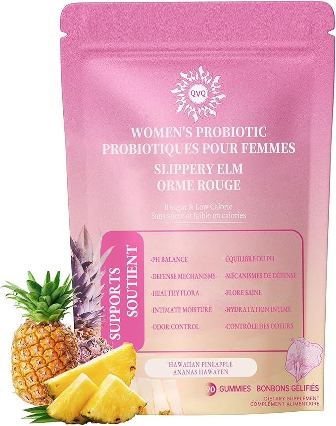 Women's Probiotic Slippery Elm Gummies, Pineapple Gummies for Women pH, Premium Feminine Balance Gummie, 90 Gummies(1 Pc)