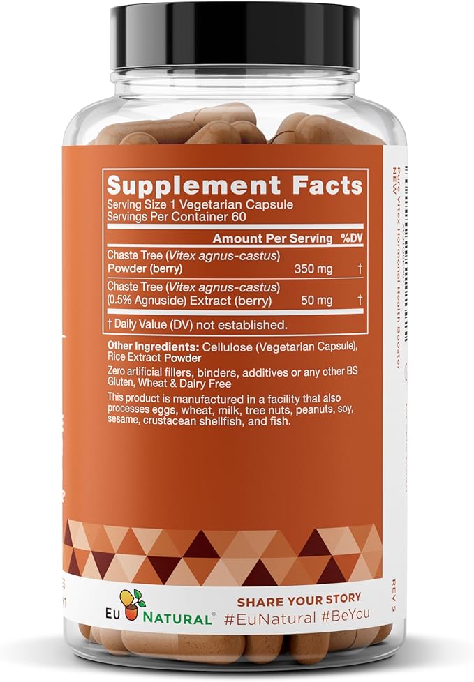 Vitex Pure 400 Mg Chasteberry – Natural PMS Support, Balance Hormones, Regulate Cycle, Promote Skin Health – Full-Spectrum & Standardized – 60 Vegan Soft Capsules