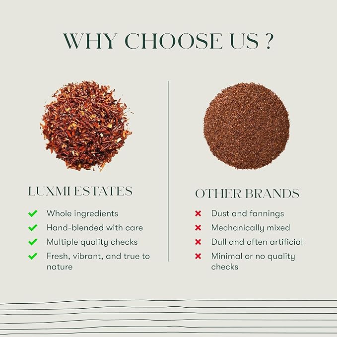 Luxmi Estates - Rooibos Chai - Rooibos Tea with Spices - Loose Leaf - 100g, 3.52 Oz (50 Cups), Limited Fall Tea with Cinnamon, Cardamom and Clove, Perfect for Relaxation