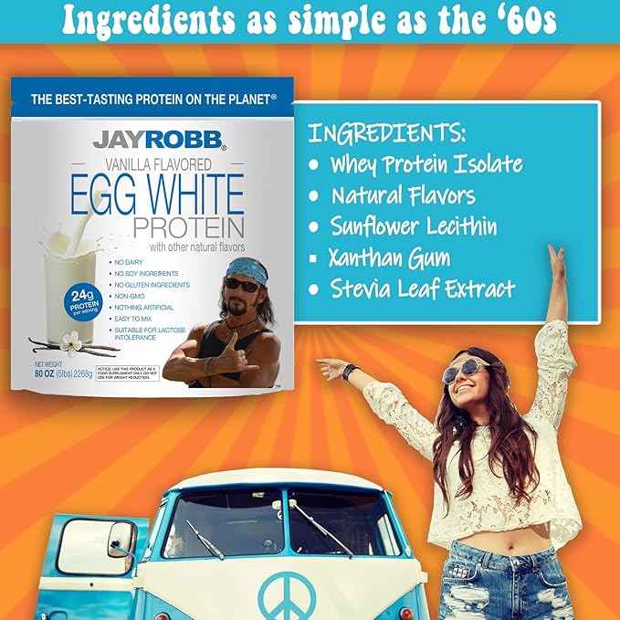 JAYROBB Vanilla Egg White Protein 80 oz, 5 Pound Bag