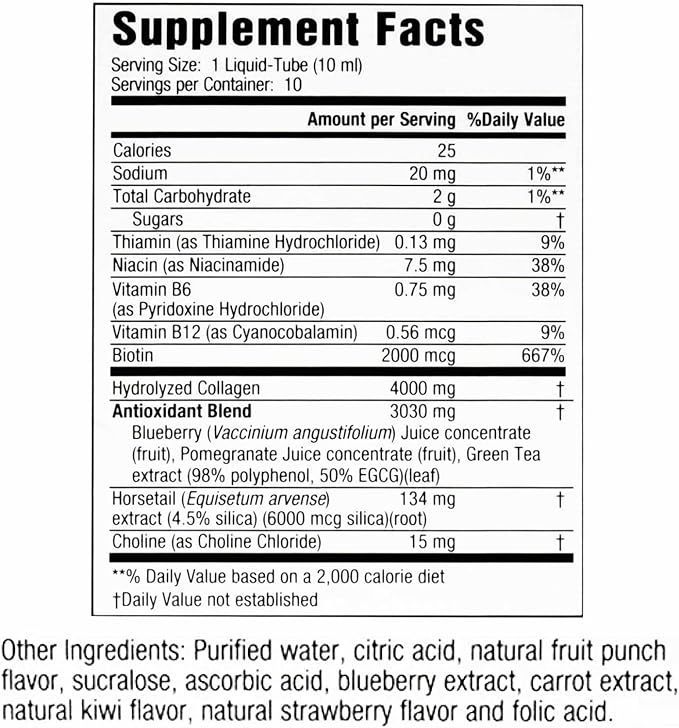 Lumintrail Liquid Collagen Skin Revitalization Dietary Supplements 10 Liquid Tubes with Pill Case