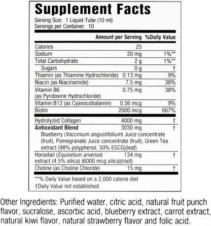 Lumintrail Liquid Collagen Skin Revitalization Dietary Supplements 10 Liquid Tubes with Pill Case