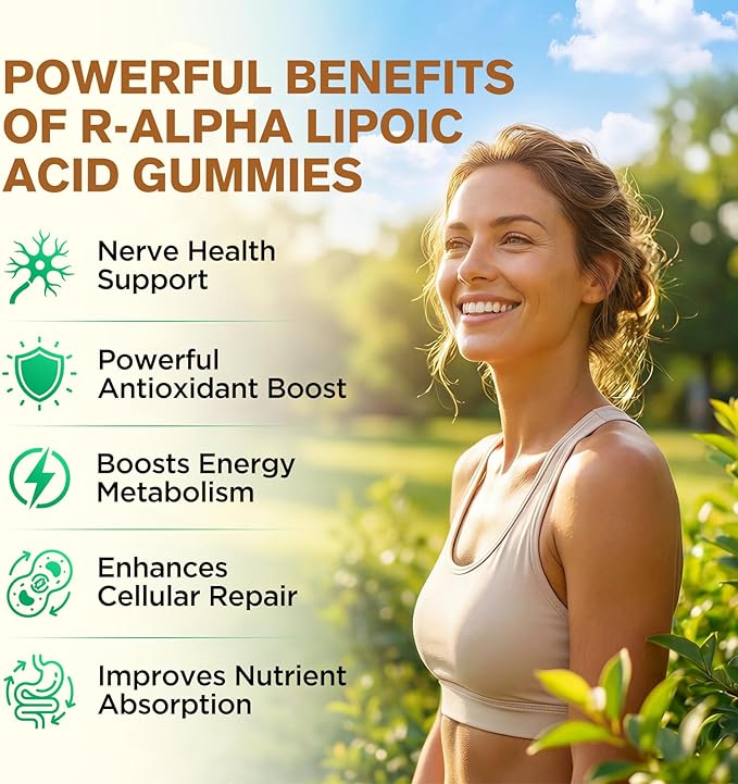 Alpha Lipoic Acid Gummies 600mg, ALA Supplement with Benfotiamine, Magnesium, NAC, Vitamin C & B12 for Nerve Support, Antioxidant and Energy & Metabolic, Vegan, Sugar Free, Pineapple Flavor, 60 Counts
