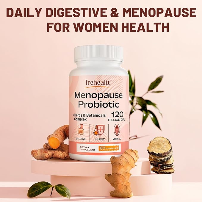 Menopause supplements for women, 120 Billion CFU Probiotic, 13-in-1 Herbs & Botanicals Complex, for Hormone Menopause, Hot Flashes, Night Sweats, Mood Swings, Sleep Disturbances, Vegan, 120 Caps