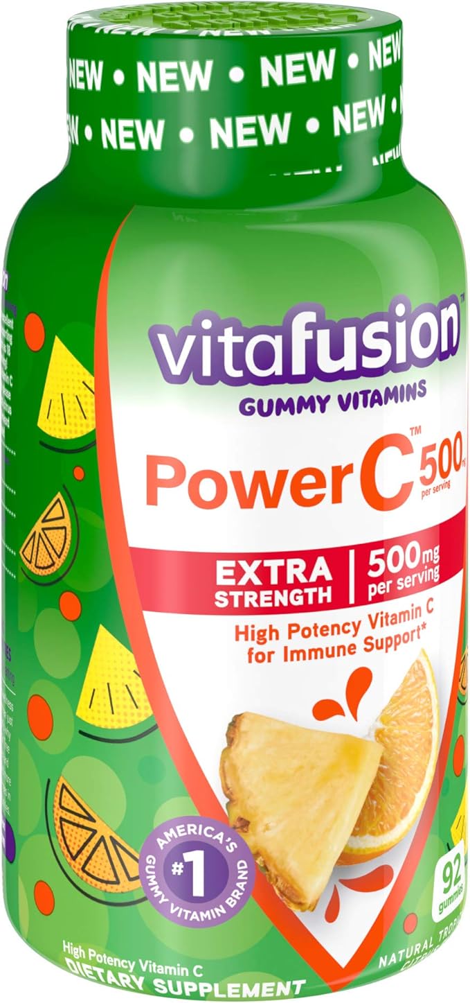 Vitafusion Extra Strength Power C Gummy Vitamins, Tropical Citrus Flavored Immune Support (1) Vitamins, 92 Count (Pack of 2)