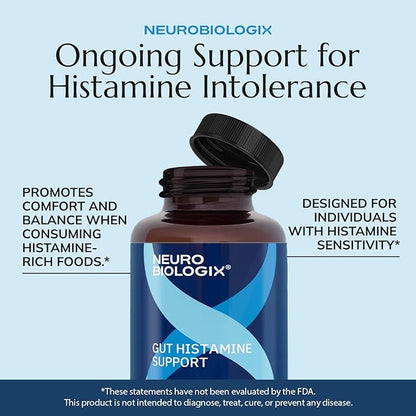 Neurobiologix Gut Histamine Support Supplement, Digestion & Immune Balance with Vitamin C, NAC, Bromelain & Quercetin, Supports Food-Derived Histamine Response for Men & Women, Vegetarian, 60 Capsules
