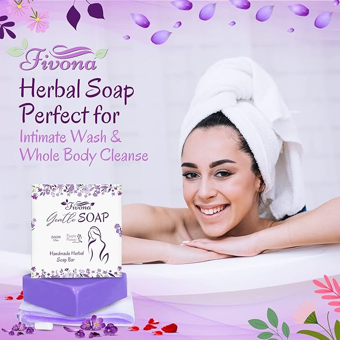 FIVONA Yoni Care Kit 6 in 1 - pH Balanced Natural Yoni Oil, Herbal Soap Bar for Feminine Wash, Detox V Steam Herbs Blue Moon, Foldable Sitz Bath Steam Pot, Hand Flusher and Drawstring Storage Bag