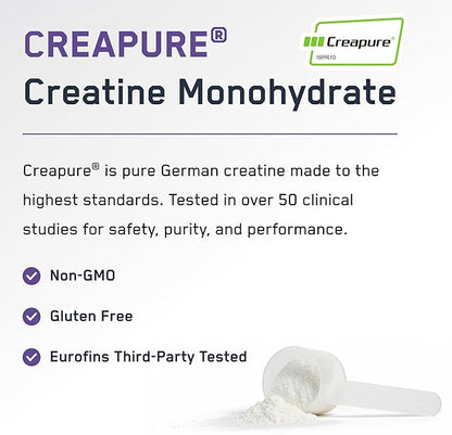 SteelFit Creapure Pure Creatine Monohydrate Powder for Men & Women, Grape - Flavored Creatine Gym Workout Supplements for Lean Muscle Gain, Brain Health & Strength Building - 30 Servings
