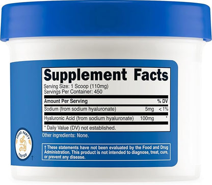 Nutricost Hyaluronic Acid Powder 50 Grams - Water Soluble, Fine Powder, Gluten Free, Non-GMO