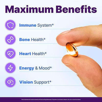 InnovixLabs Vitamin D3 K2-5000 IU Vitamin D3 Plus 600 mcg Vitamin K2 MK4 and MK7 for Max Calcium Absorption, Supports Bone, Immune, Heart Health, 3rd Party Tested, Gluten Free, 60 Softgels (Pack of 2)