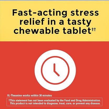 Nature Made Chewable L Theanine 200mg, L-Theanine Supplement for Stress Relief, 50 Chewable Tablets, 50 Day Supply