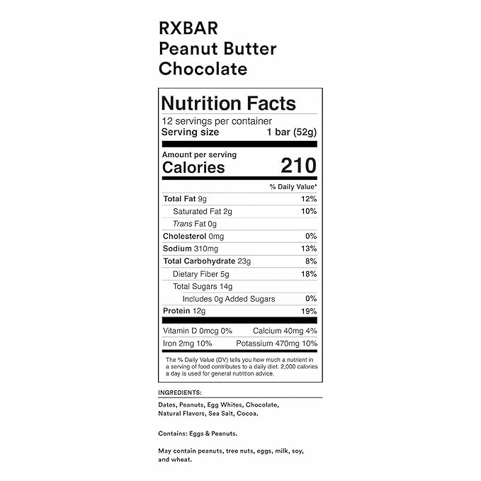 RXBAR Protein Bars, Protein Snack, Snack Bars, Peanut Butter Chocolate, 22oz Box (12 Count) (Pack of 2)