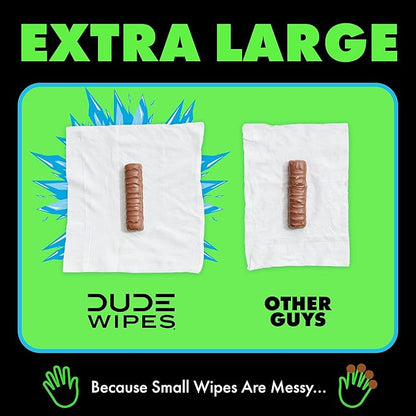 DUDE Wipes MentHOLE XXtreme Flushable Wipes - Menthol Infused Extra-Large Adult Wet Wipes - 1 Pack (48 Count), Travel Pack - Infused with Menthol for a Cooling Sensation - Septic and Sewer Safe