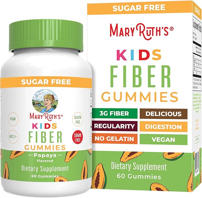 MARYRUTH'S Fiber Gummies for Kids | 2 Month Supply | Sugar Free | Soluble Fiber Supplement | Gut Health & Digestion Support | 3g Fiber per Gummy | Vegan | 60 Count