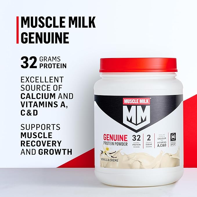 Muscle Milk Genuine Protein Powder, Strawberries 'N Crème, 32g Protein, 4.94 Pound