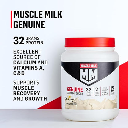 Muscle Milk Genuine Protein Powder, Strawberries 'N Crème, 32g Protein, 4.94 Pound