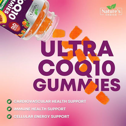 CoQ10 Gummies for Adults - Coenzyme Q10 100mg Per Serving - 3X Strength, High Absorption Antioxidant Supplement for Heart Health Support & Energy Production - Co Q10 (Coq 10) Supplements - 60 Gummies