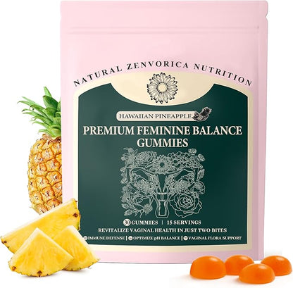 Premium Feminine Balance Gummies for Women - Pineapple Gummies for Women PH Balance Vaginal Probiotics for Women's Health & Wellness, Vegan, Gluten-Free, Immune Support, 30 Counts