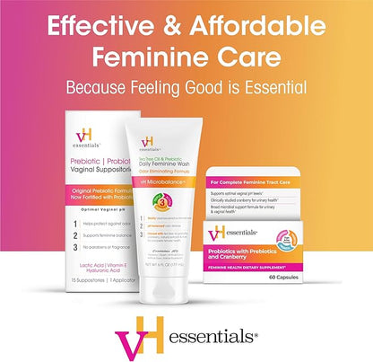 vH essentials Probiotics for Women with Prebiotics, Cranberry & Vitamin C – 120 Capsules -2 Pack – Vaginal Probiotics Support Gut Balance, Vaginal Health & Urinary Tract Health for Women