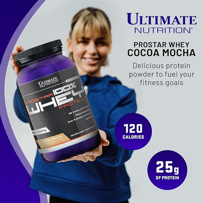 Ultimate Nutrition Prostar Whey Protein Powder Isolate, Gourmet Cocoa Mocha - Low Carb, High Protein Powder Shake for Muscle Gain & Recovery - Low Sodium, Low-Fat & Keto Friendly - 2 lbs Tub