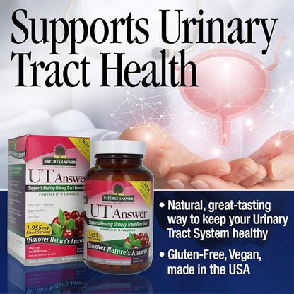 Nature's Answer Urinary Tract Health | Fast Acting Three-Day Regimen | Cranberry Flavor Dietary Supplement | Alcohol-Free, Gluten-Free, Kosher Certified, Vegetarian & Vegan 90 Capsules