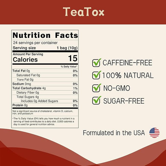 Teatox Herbal Tea for Hormone Balance, Menstrual, PMS | 100% Natural & Organic Tea | PCOS & Menopause Support | Antioxidant & Anti-Aging With Ginger, Red dates & Goji Berries (24 Bags)
